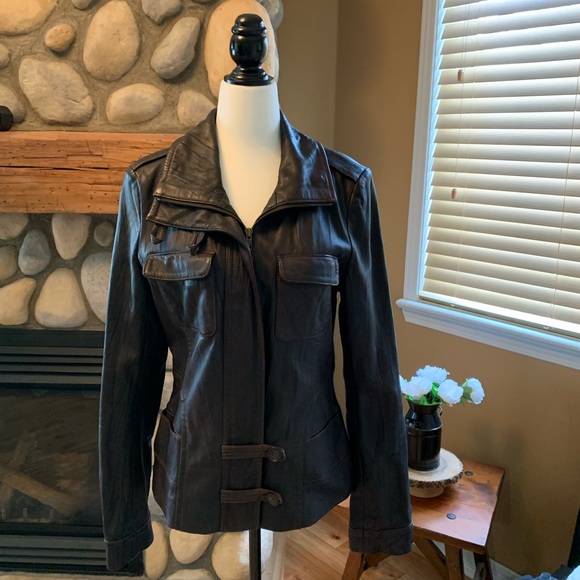 Danier Brown Leather Cargo Style Jacket - Picture 1 of 8